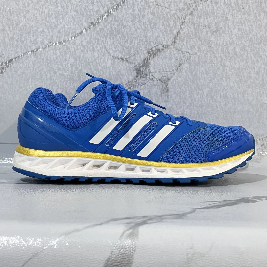 42码adidas  Elite 3 跑鞋 蓝白黄 二手/90新