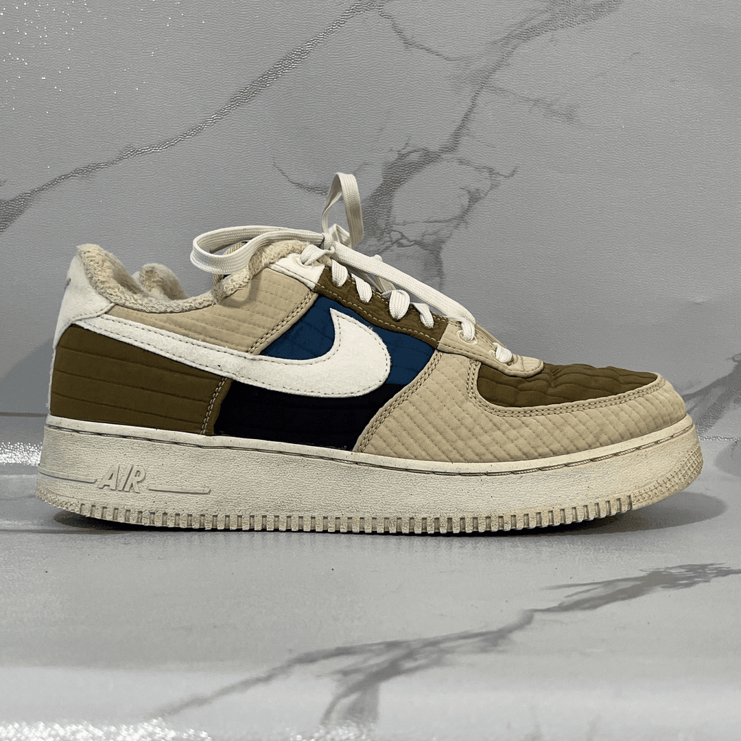 43码Nike Air 空军一号 加绒 棕白蓝 公价849 二手/鞋帮磨损