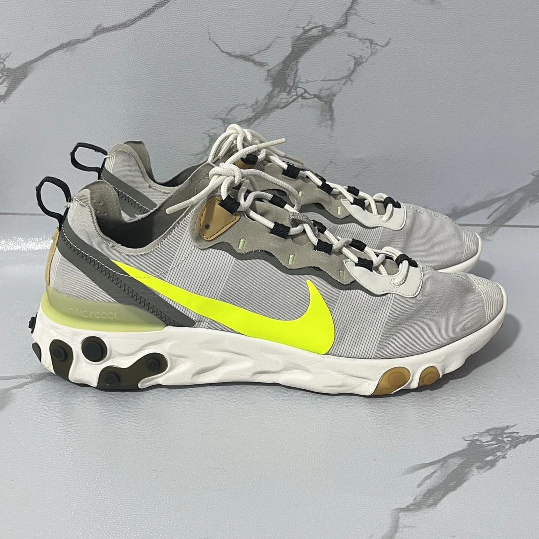 45码Nike React Element 55v跑鞋 SE/灰黄棕  二手/90新