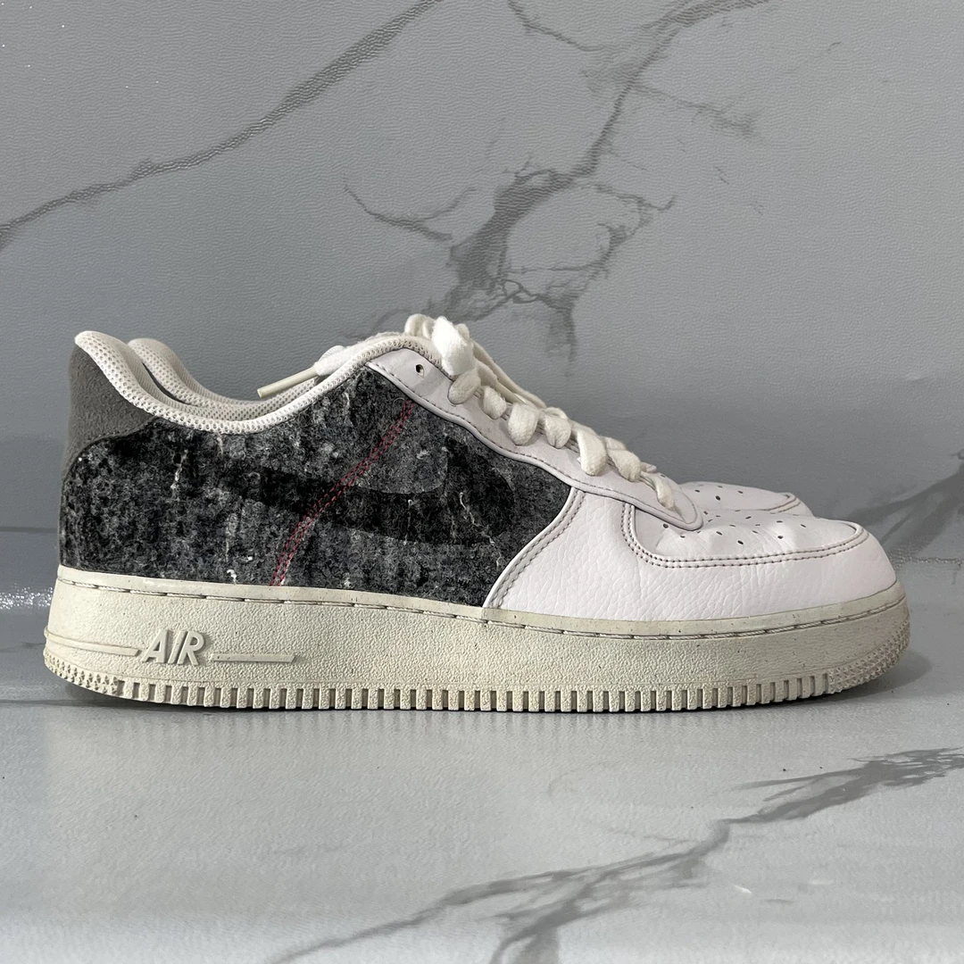 42码Nike 空军一号 羊毛/白灰红 公价1085 二手/鞋帮瑕疵90新