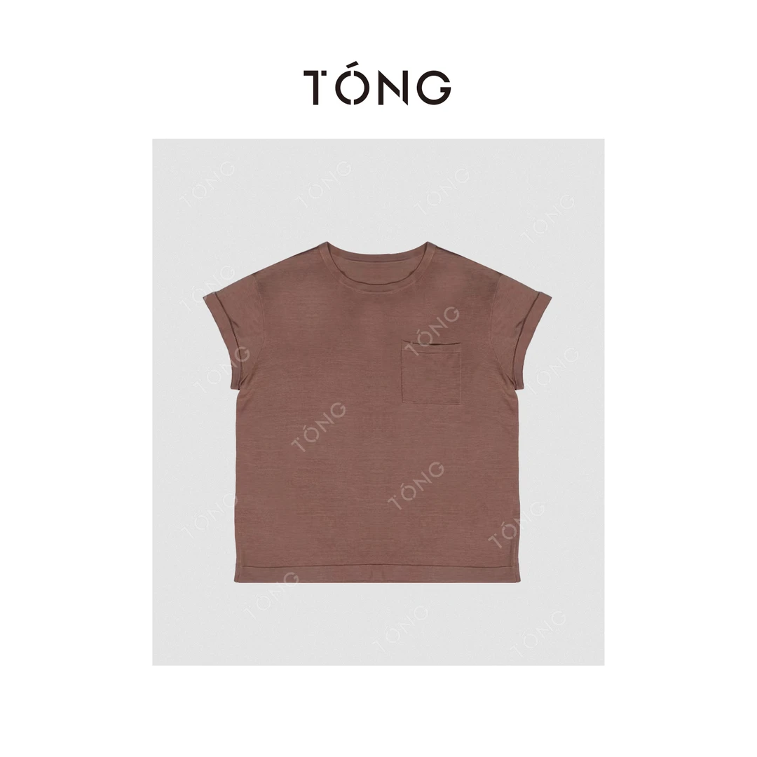 【一眼万年】120支出口级6A真丝优雅口袋短袖针织衫 GA0005