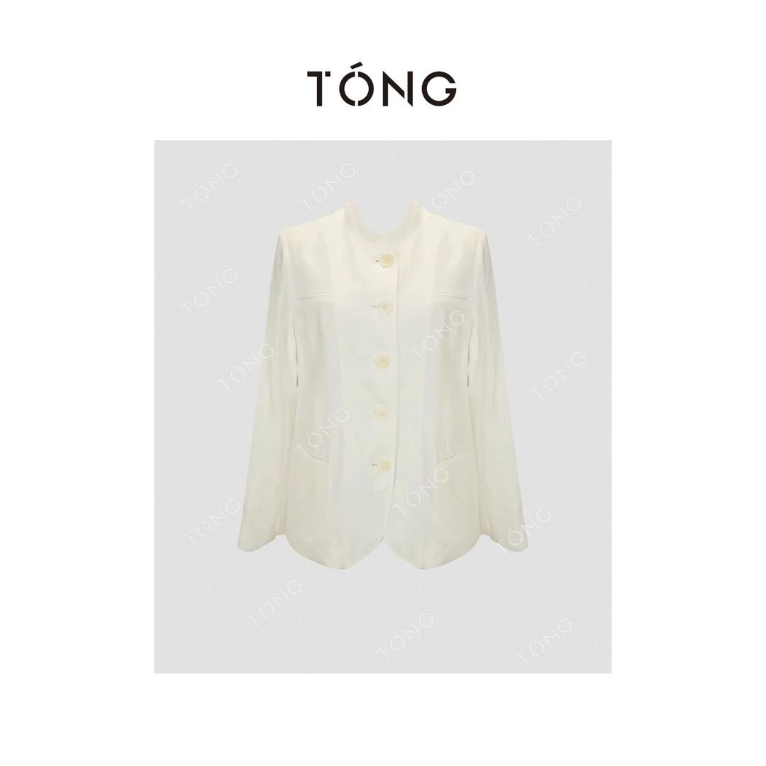 【登场时刻】法国诺曼底进口面料100色织亚麻白色外套 GB0222