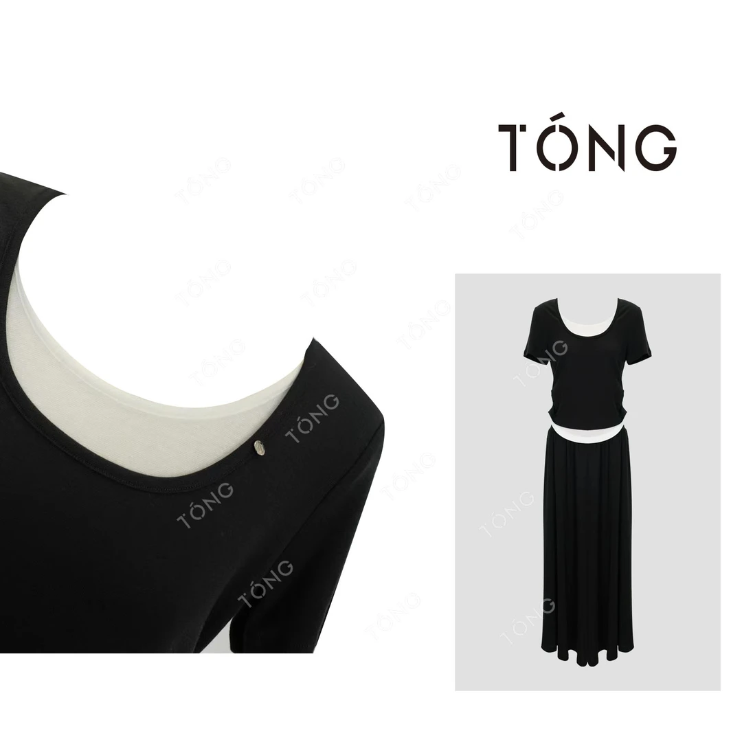 【松弛女王】假两件度假风显瘦套装 G00699