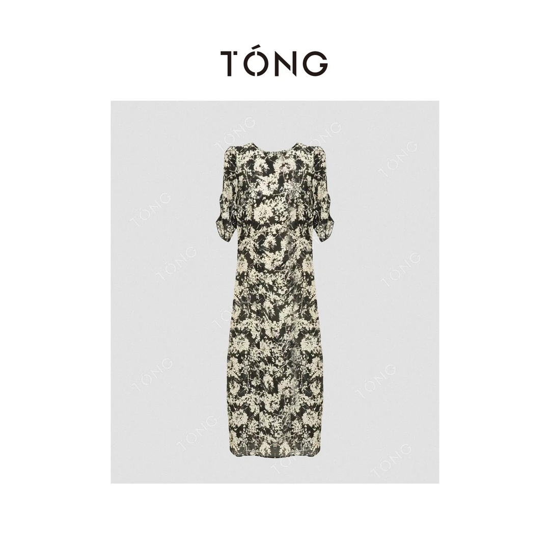 【花雨】重磅100桑蚕丝定制花连衣裙 G00438