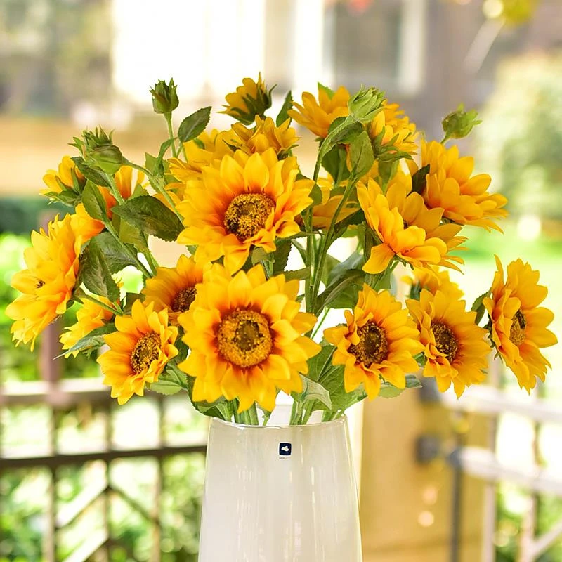 仿真向日葵仿真花假花干花束花艺花瓶插花摆件客厅插花餐桌装饰品
