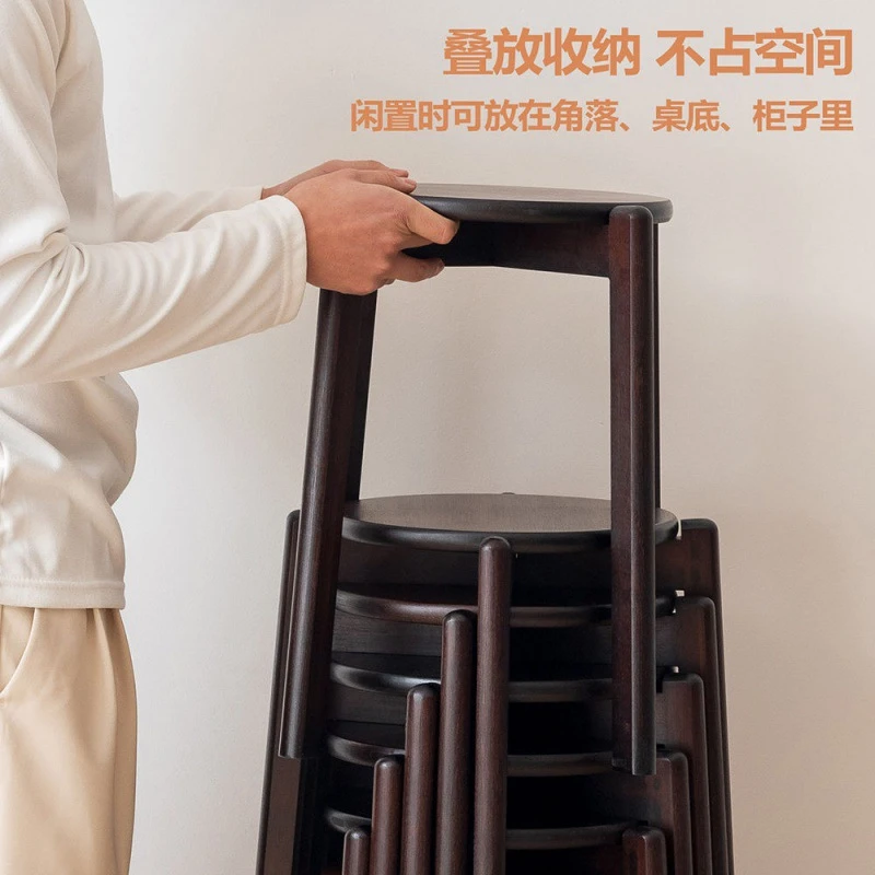 超厚金丝楠竹凳子现代客厅家用四脚木凳子结实耐用可叠放柏林圆凳