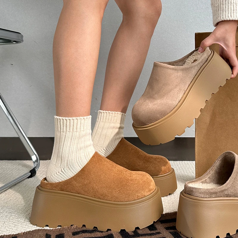 【qianqian】慵懒感~光面厚底外穿百搭勃肯鞋秋冬女士加绒ins氛围感