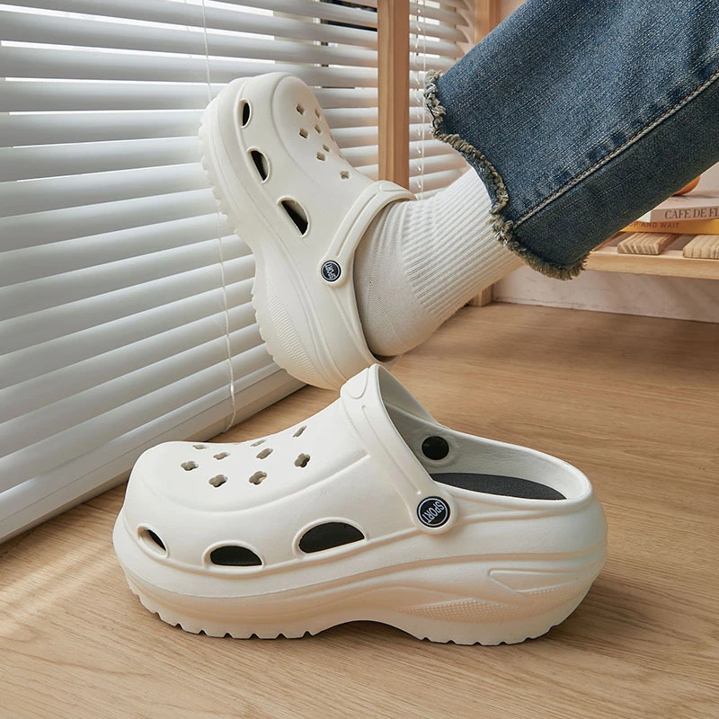 春夏新品潮流时尚运动女士外穿镂空凉拖鞋洞洞鞋增高厚底女鞋