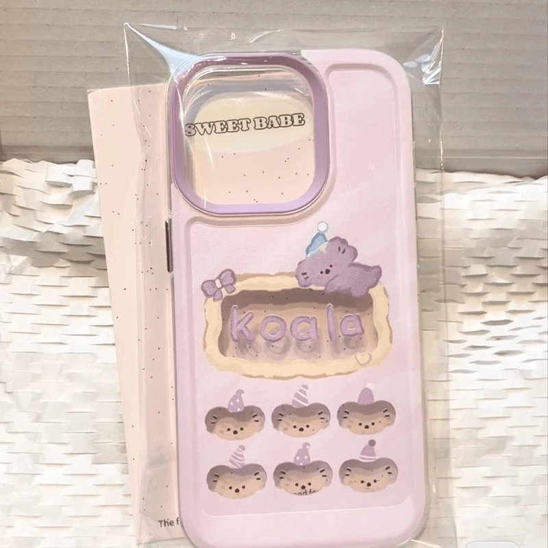 紫色小考拉苹果15Pro手机壳15Promax高级14pro全包12软11防摔