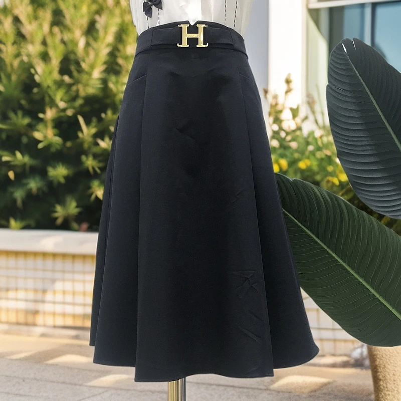 3557-时尚气质百搭简约设计感半裙