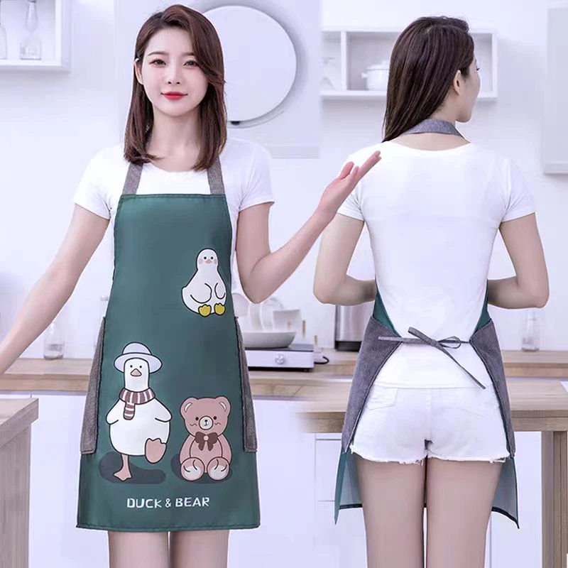 网红时尚成人防水防油无袖洋气围裙女士厨房防污擦手做饭上班家用