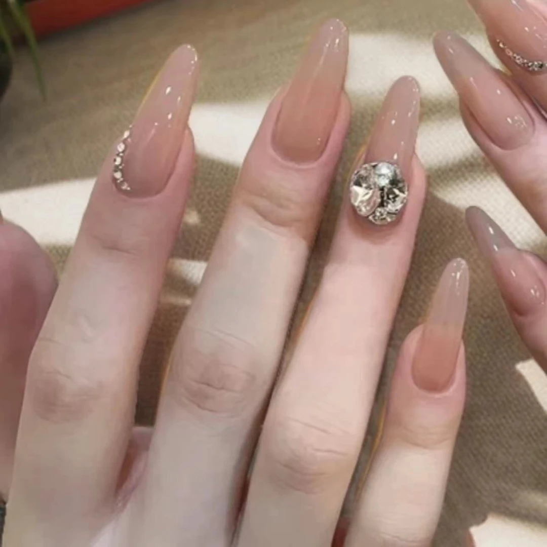 【抚琴】猫眼轻奢系列Nail 手工长款纯欲高级水钻气质穿戴美甲