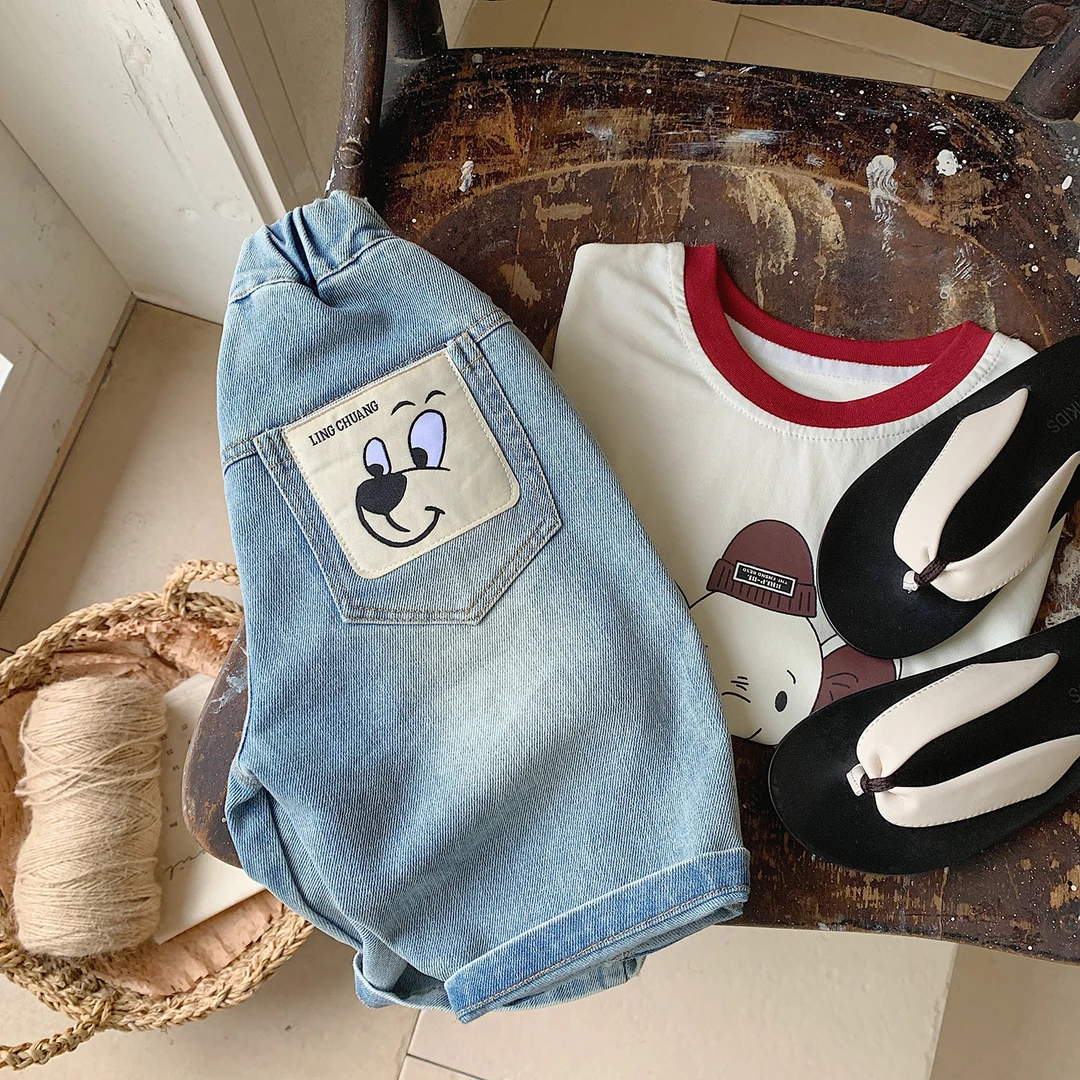 儿童牛仔短裤百搭夏款童装男童韩版休闲七分裤小童宝宝夏装裤子潮