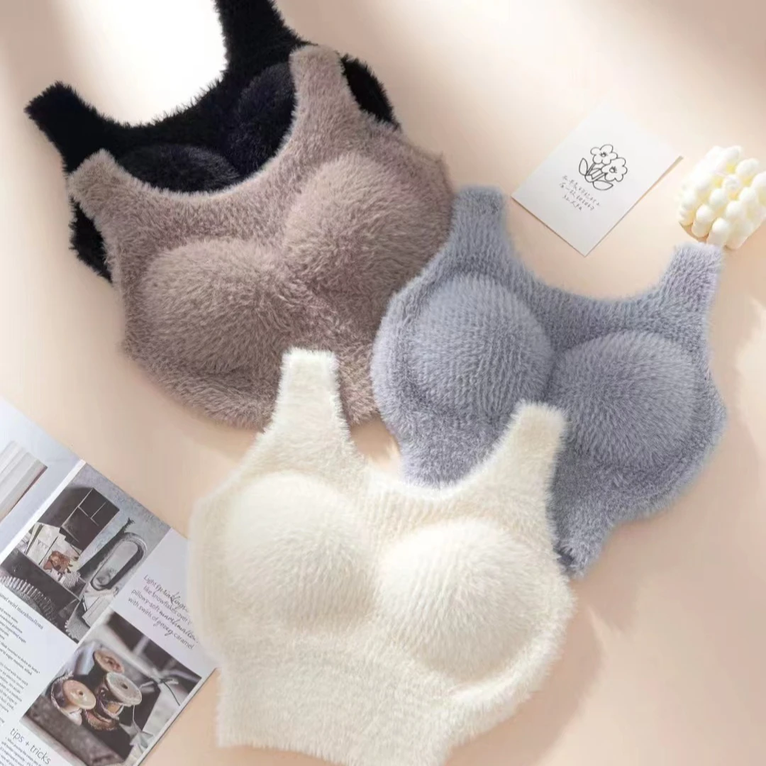 冬季新款带胸垫加绒保暖背心女免穿文胸一体式加绒加厚冬季内搭女