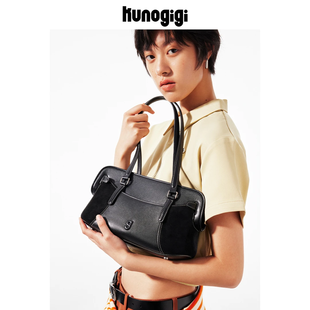 Kunogigi/古良吉吉棒球手提包原创小众设计手提单肩包包黑色