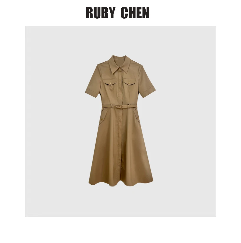 TrumAcme~夏季新款抗皱工装风美拉德复古衬衫连衣裙女