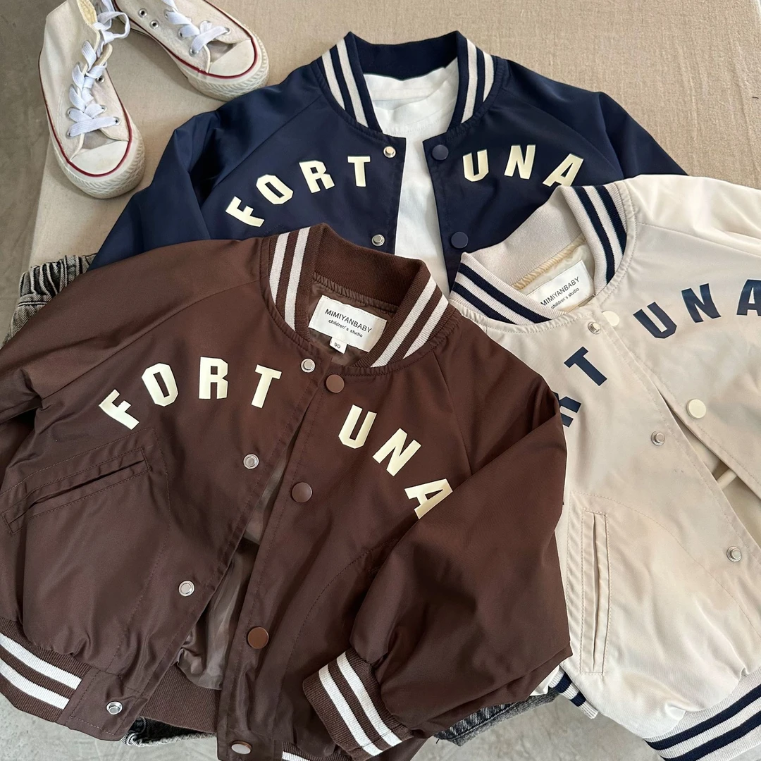 Y.Ystudio-儿童外套秋季新品男女童印花字母棒球服宝宝休闲夹克衫