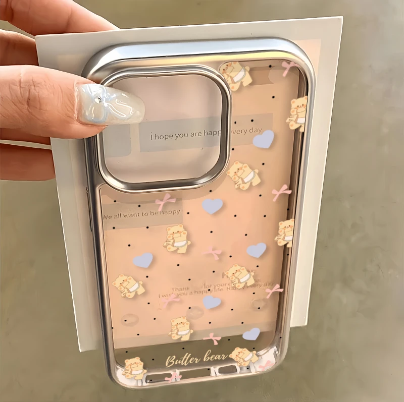 夕与空黄油小熊电镀镭雕壳苹果15手机壳iphone14/13/12promax防摔