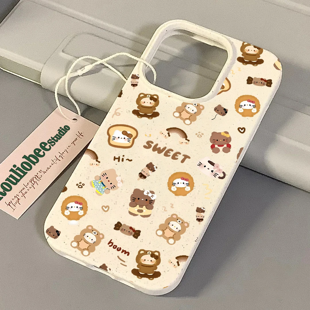 Sweet吐司凯蒂小麦壳适用苹果15手机壳iphone13/14promax防摔12软