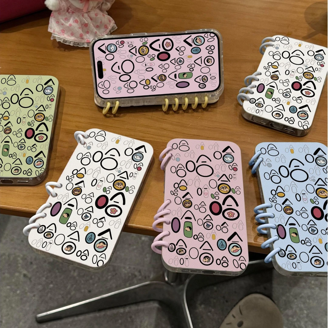 爆款书本哈哈小新适用苹果16/15promax手机壳翻盖14/13/12/11套女