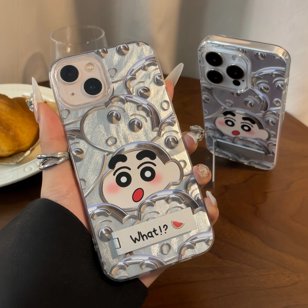 夕与空小新头像羽纱壳支架适用苹果15手机壳华为70vivo小米oppo软