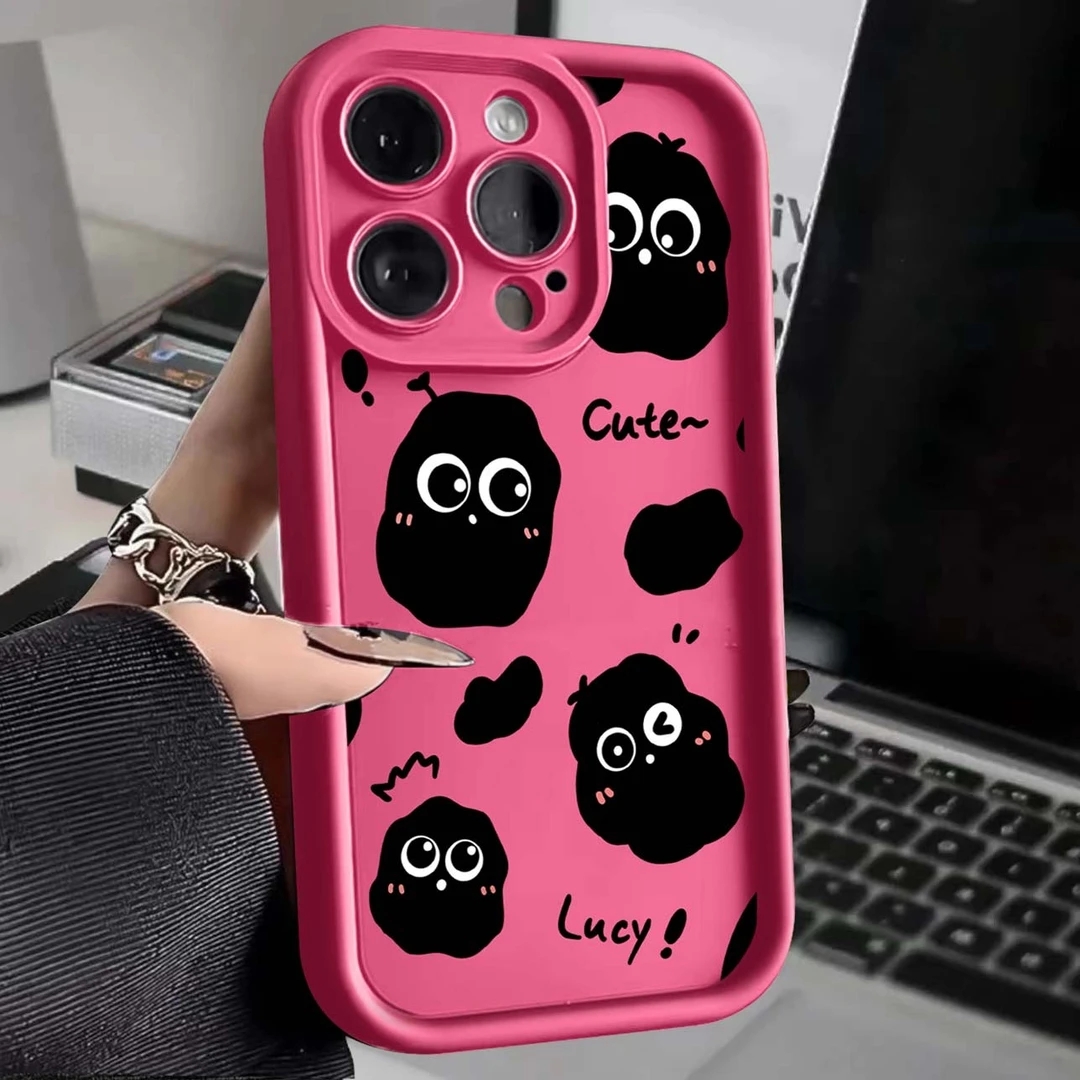 煤球小人精准孔适用于苹果13手机壳iphone14promax防摔12/11全包