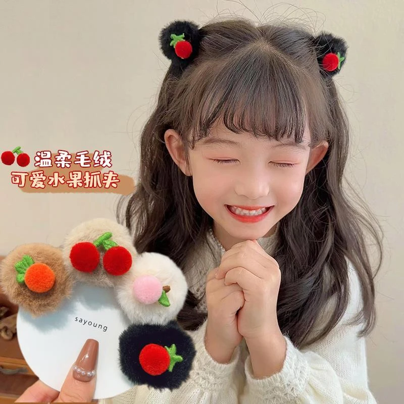 毛绒小抓夹发饰小号秋冬女毛毛发夹前额侧边刘海发卡冬季夹子头饰