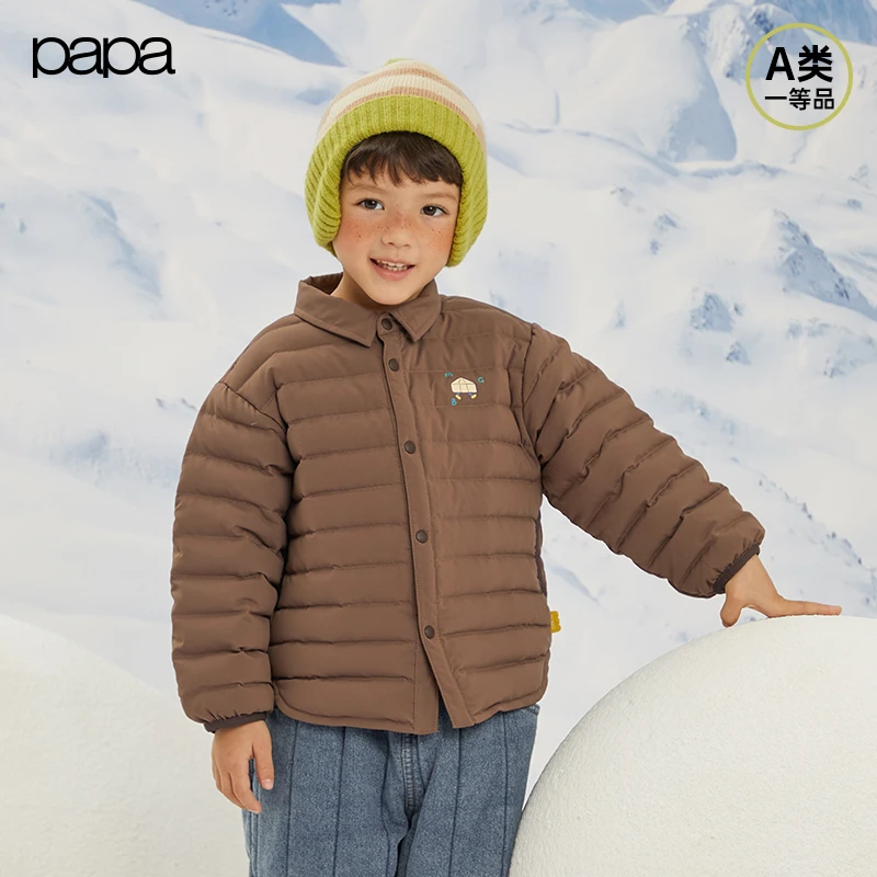 【商场同款】papa爬爬冬季儿童羽绒服男女童衬衫式轻羽绒外套保暖