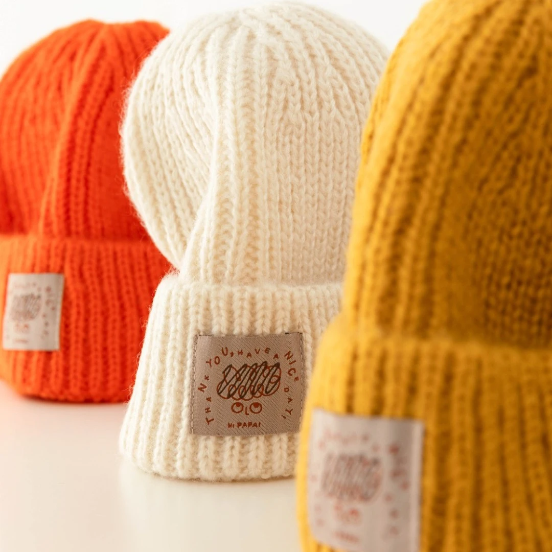 papa爬爬冬季宝宝保暖亲子帽可爱百搭纯色男女童款