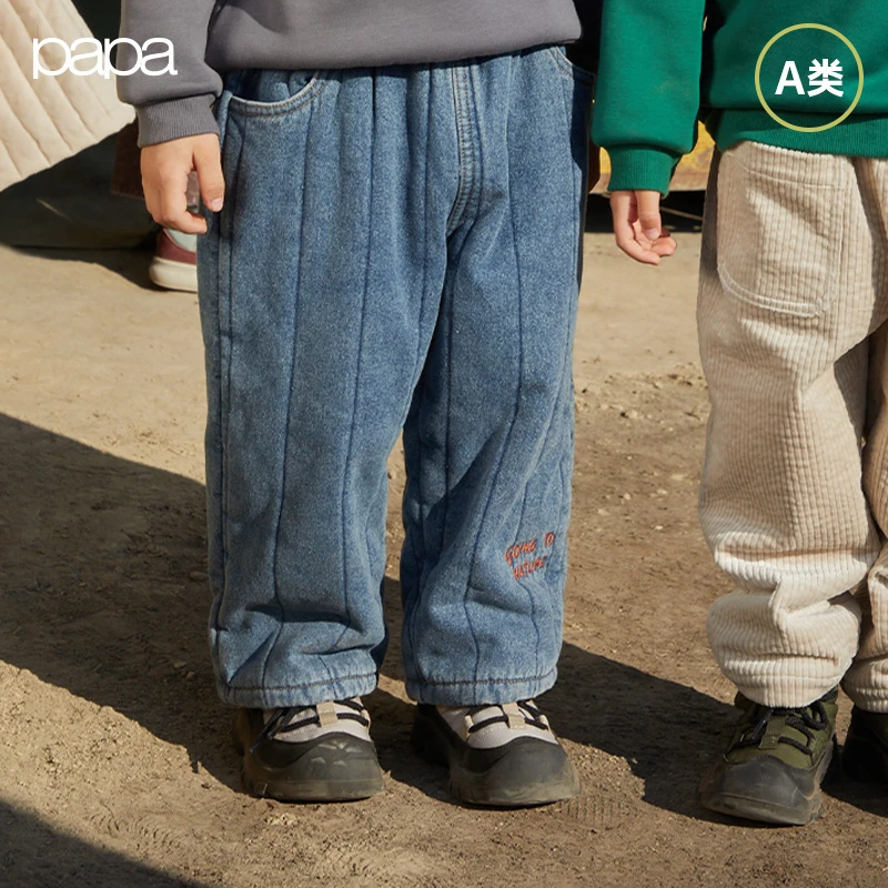 【商场同款】papa爬爬冬季男女儿童裤子加厚百搭保暖洋气