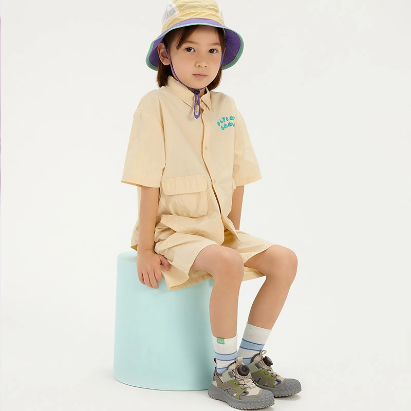 【超轻速干套装】papa爬爬夏儿童套装男女童轻薄透气运动肌理