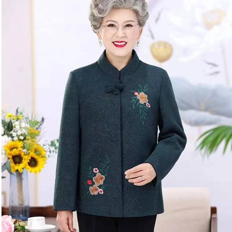 中老年人春装女外套奶奶装立领绣花60岁70妈妈春秋装80老太太衣服