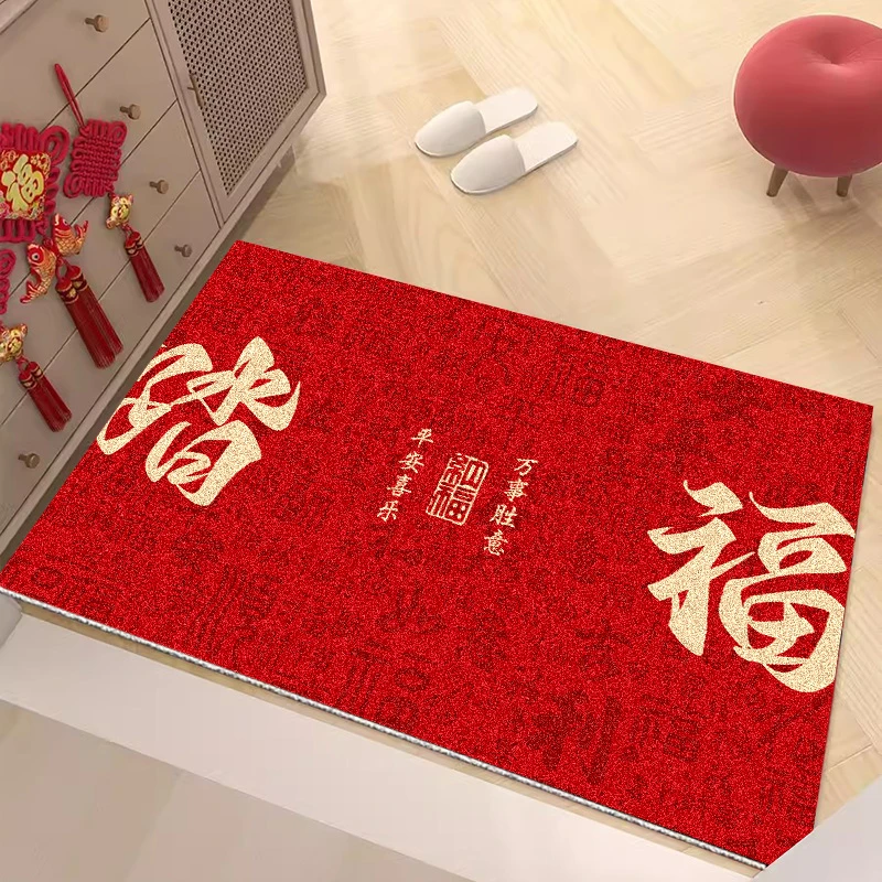 丝圈地垫门垫红色户外大门口地毯可裁剪玄关入户垫子防滑耐磨脚垫
