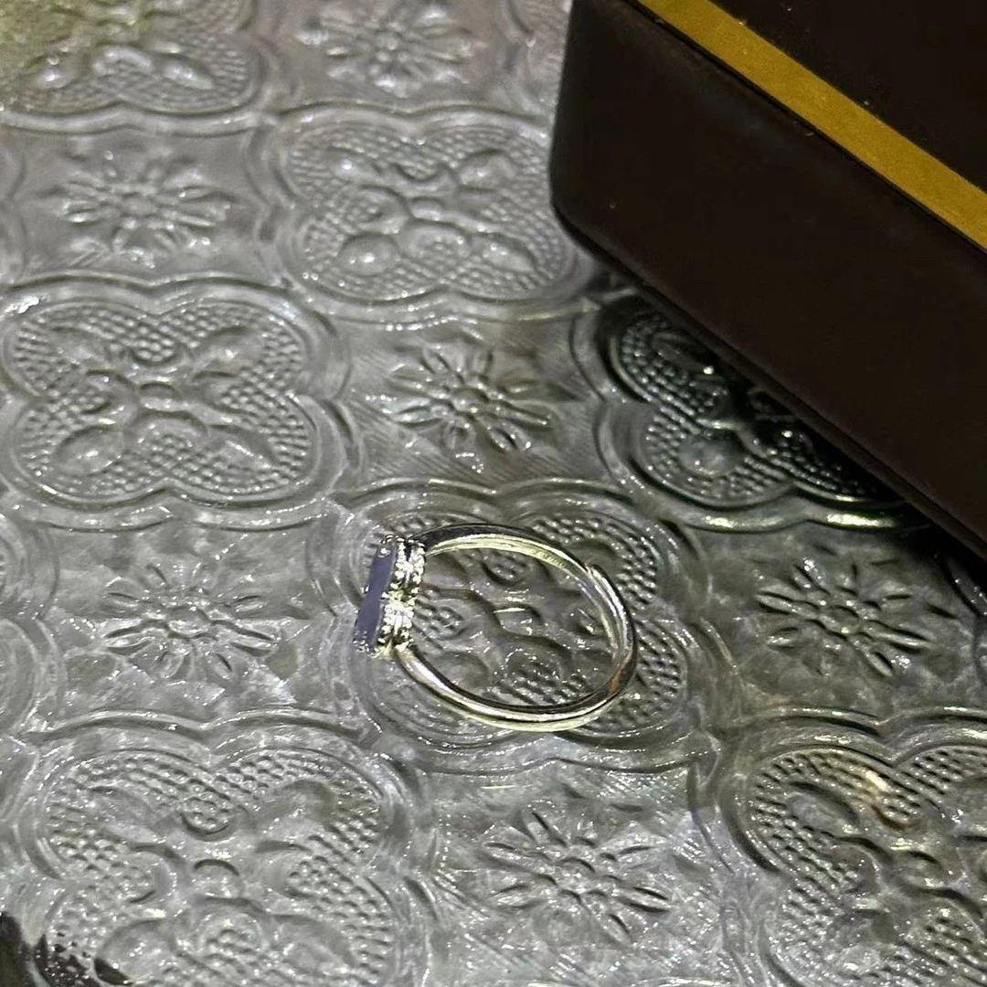 925银戒指 雾霾蓝四叶花戒指-3025