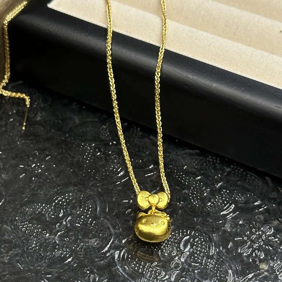 铜合金项链 可爱猫咪蝴蝶结项链-2667