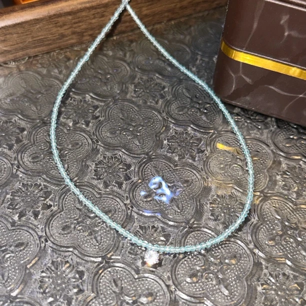 坠链均925银 淡蓝色晶晶项链-2557