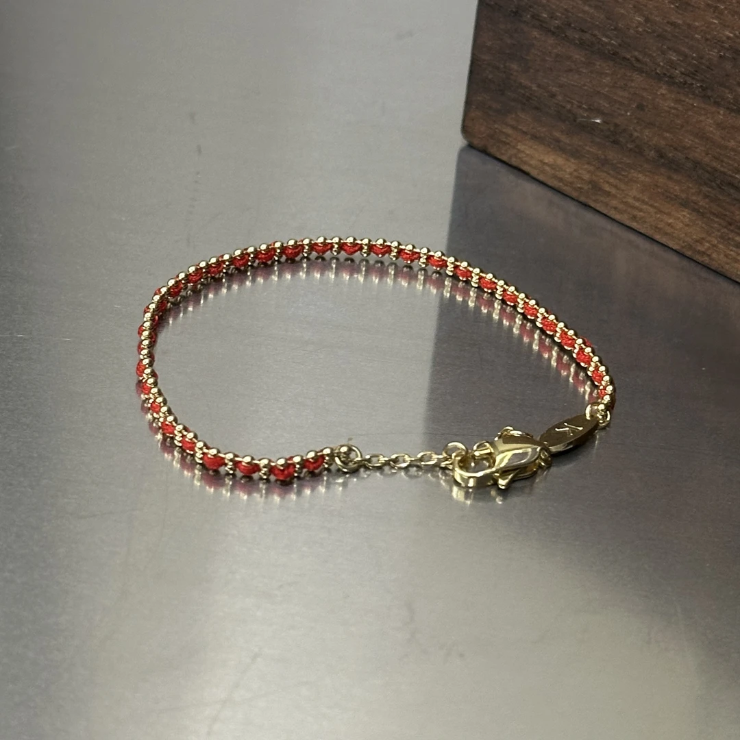 钛钢手链 本命年红色编织手链-2830