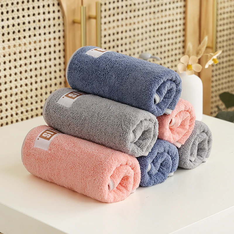 3条装珊瑚绒活性元毛巾柔软不掉毛毛巾吸水家用速干大号浴巾洗脸