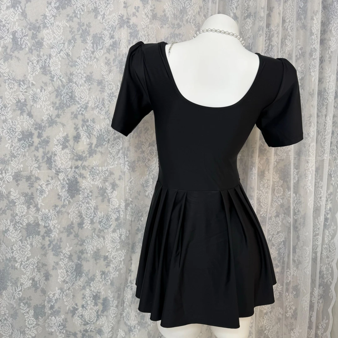 JIAYI-【小黑裙】大码泳衣连体纯色气质时尚纯欲温泉显瘦泳装-2512