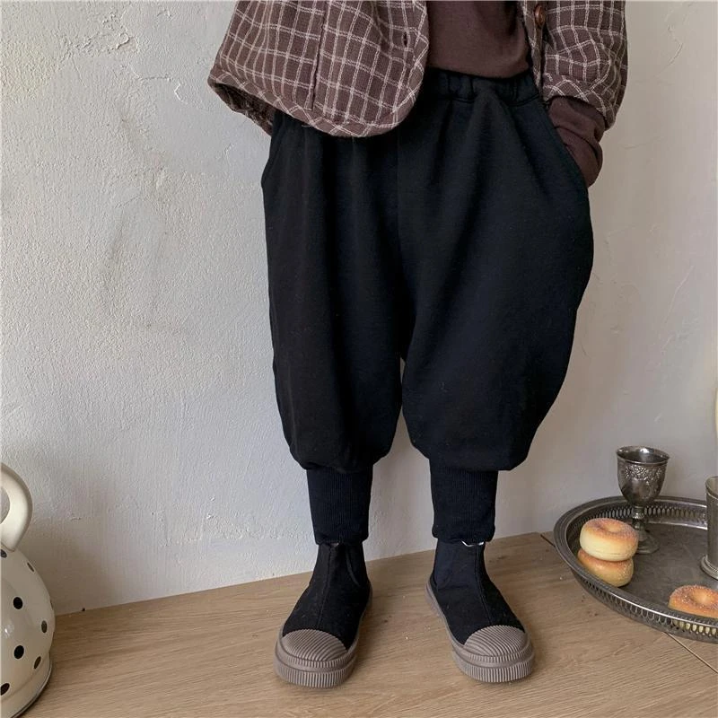 男童裤子冬季加绒灯笼裤新款中小童炸街宽松阔腿裤休闲运动卫裤NK