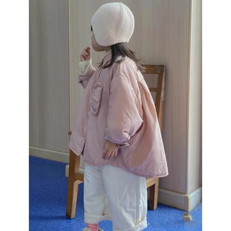童装秋冬款女童小翻领棉服夹棉加厚保暖棉衣洋气宝宝公主风外套NQ
