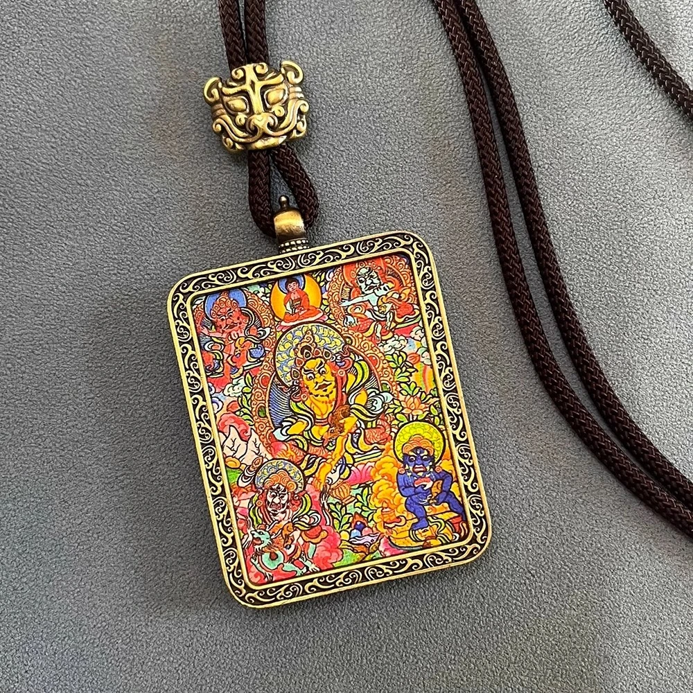 铜布艺项链  十二生肖五路财神唐卡吊坠护身符项链本命年守护佛牌
