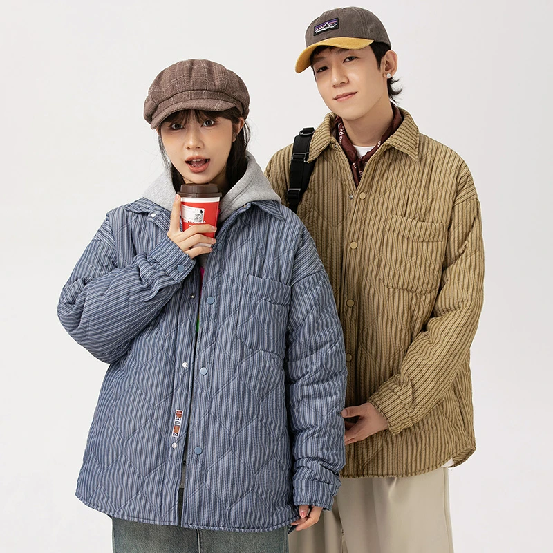 MY21日系男女同款菱形格复古棉衣
