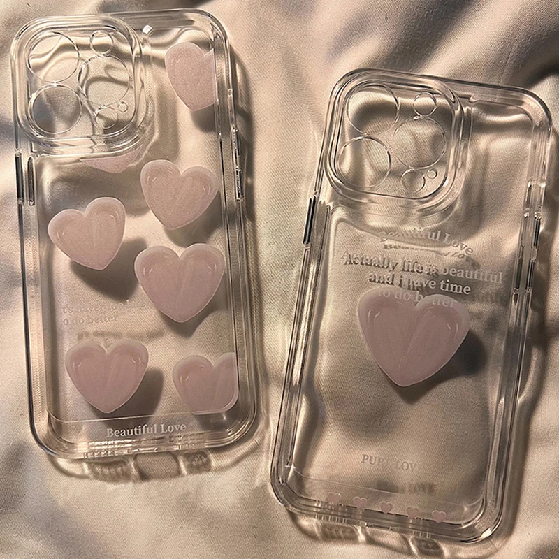 高级感十四女款透明手机壳爱心华为_oppo_vivo小米14全包防摔简约