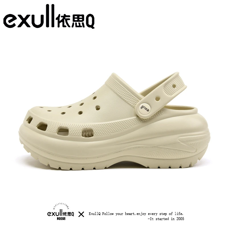 exull/依思Q洞洞鞋女款夏季外穿百搭增高防滑久站不累时尚妈妈鞋