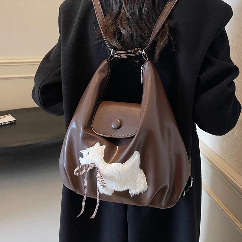 休闲通勤大容量女双肩包2025新款秋冬季百搭后背包多用单肩斜挎包