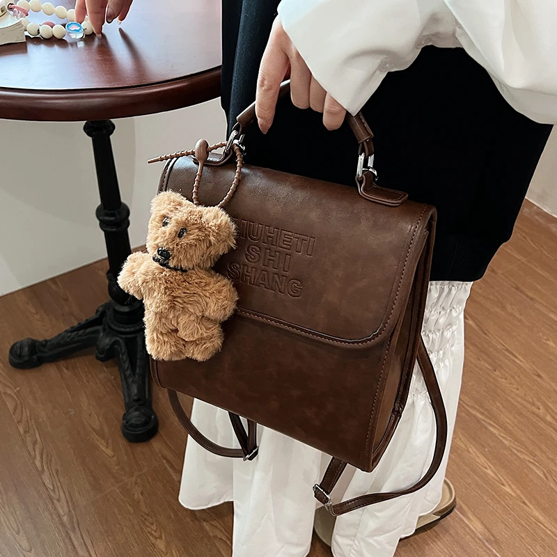 高级感复古女式双肩包2025新款秋冬季百搭后背包精致超火小众书包