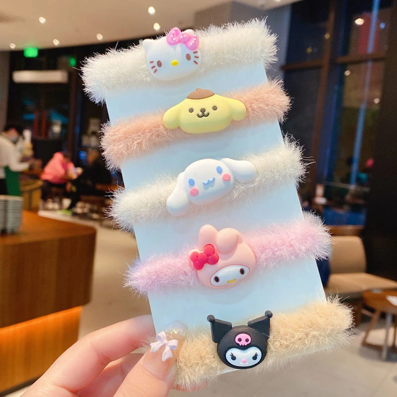 布艺发饰 秋冬新款库洛米毛绒发圈可爱少女kitty猫卡通扎头发头绳