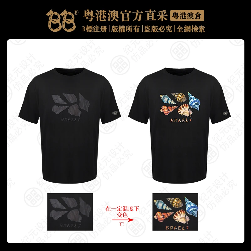 BB 【帝螺之音 100%纯棉】变色工艺夏季新款短袖T恤BB2552