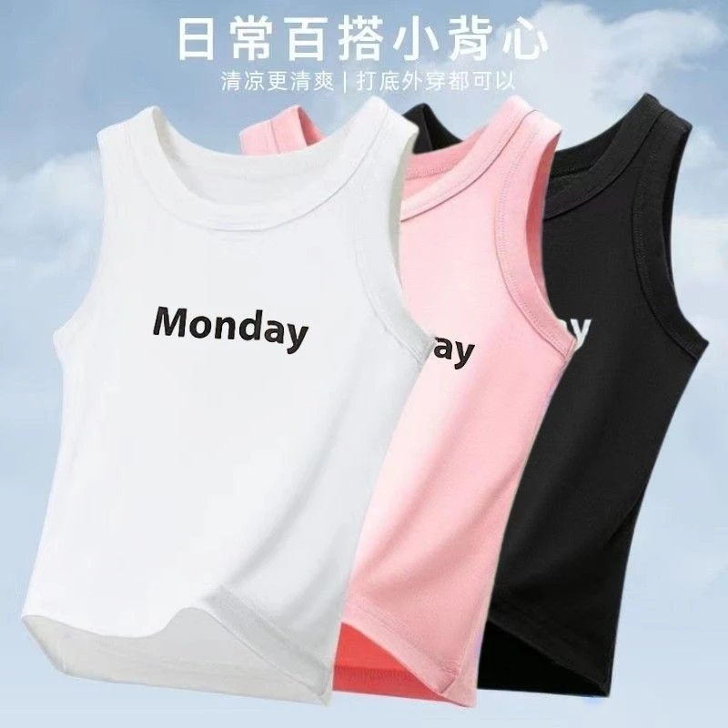 儿童T恤男童夏季a类女童T恤内穿打底汗衫无袖中大码跨栏外穿宽松